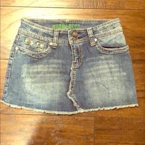 Distressed Looking Jean Mini Skirt
